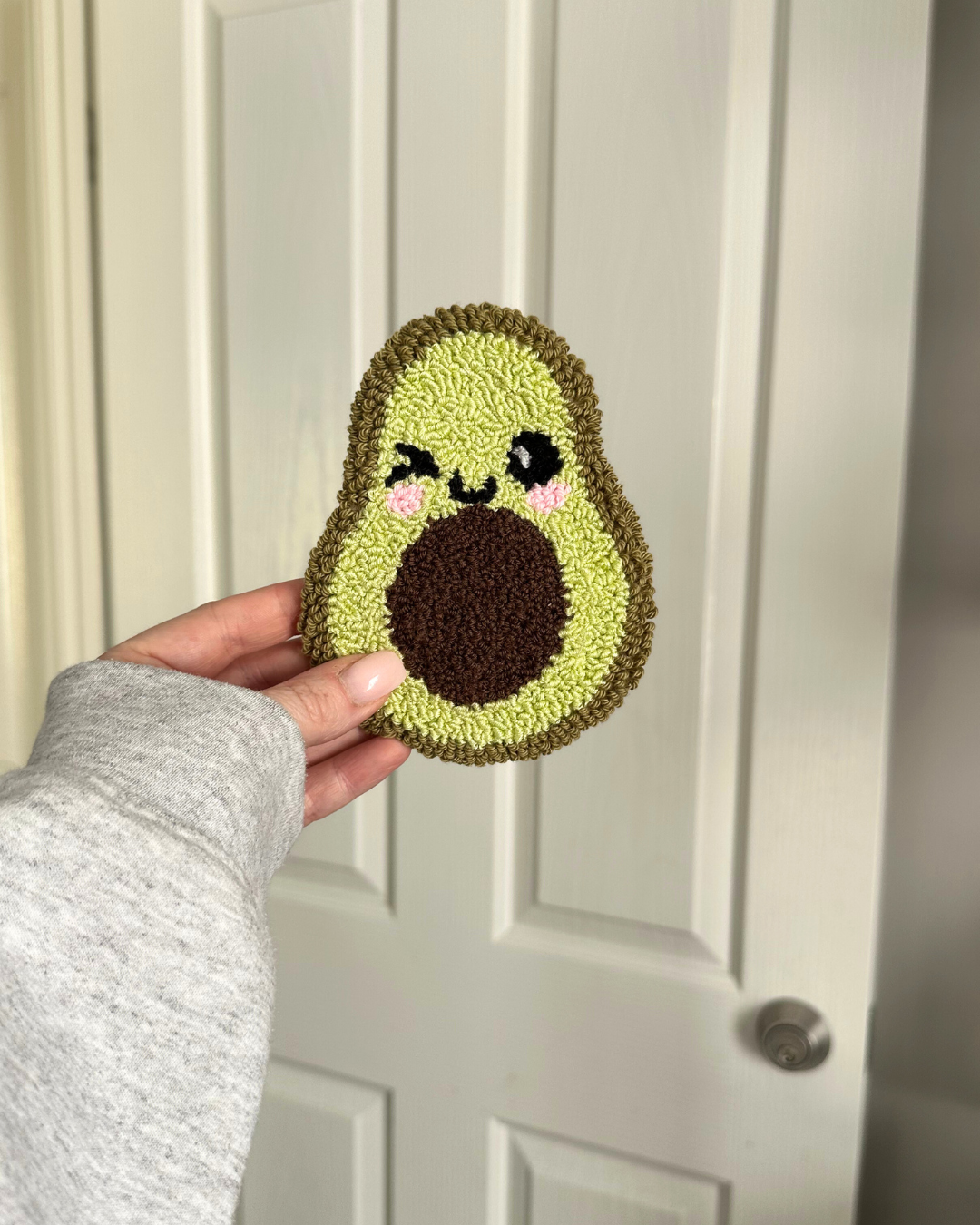 Cheeky Avocado Punch Needle Coaster