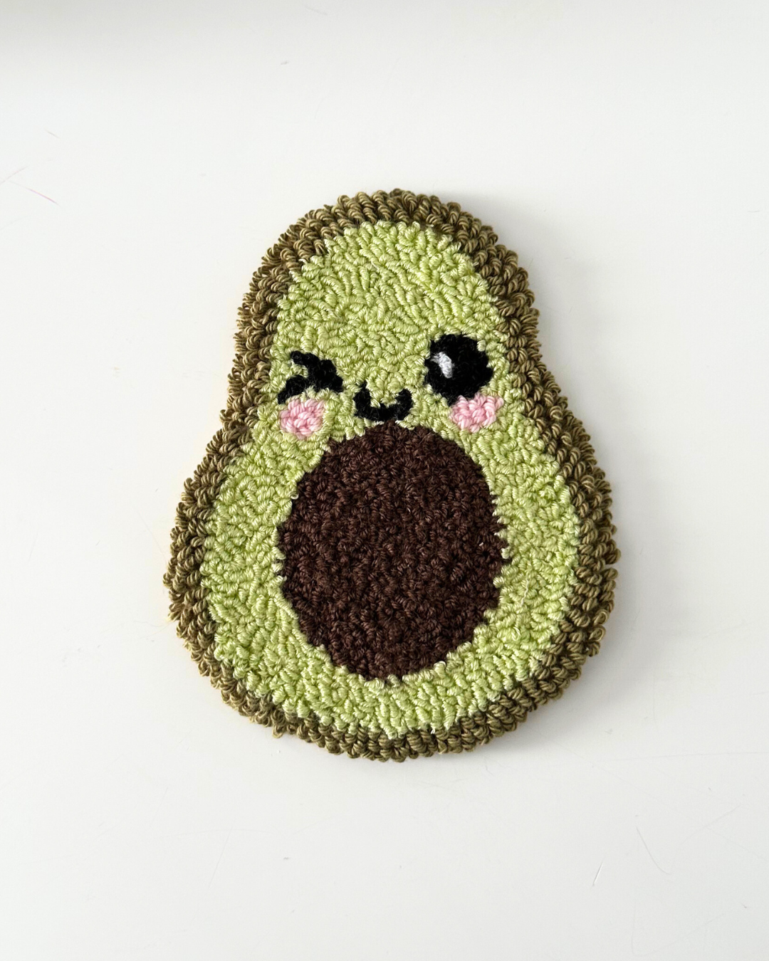 Cheeky Avocado Punch Needle Coaster