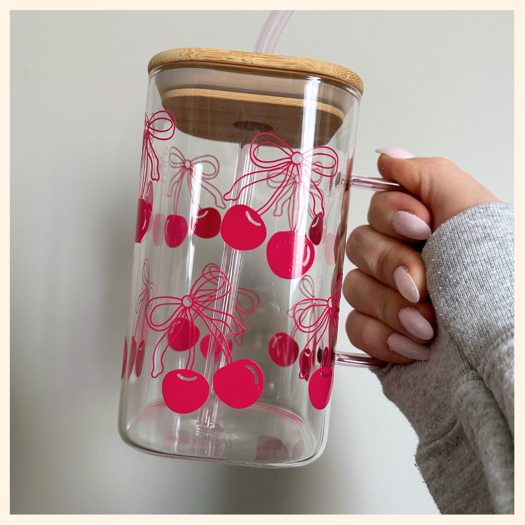 Cherry Bow Glass - Pink