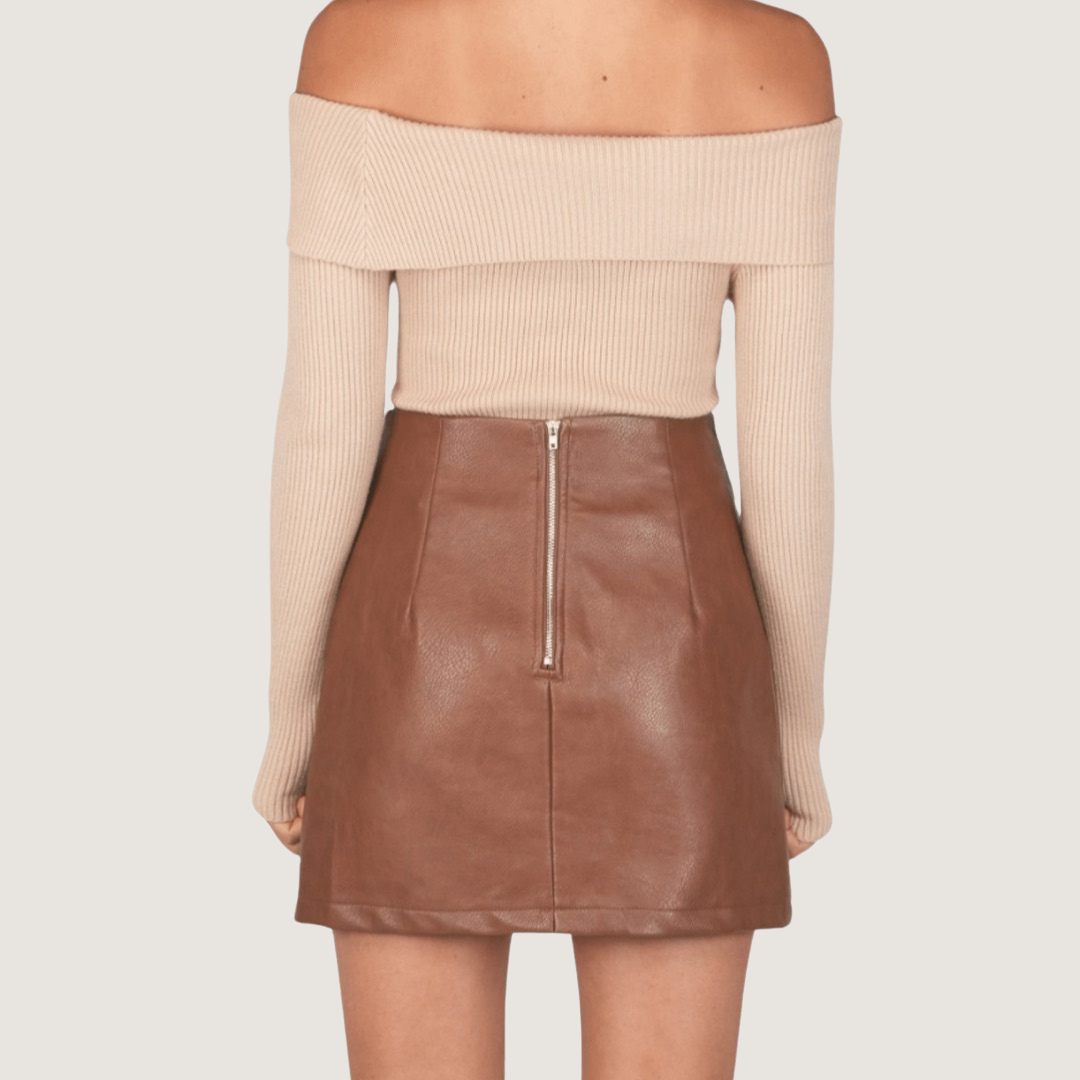 Side Split Faux Leather Skirt