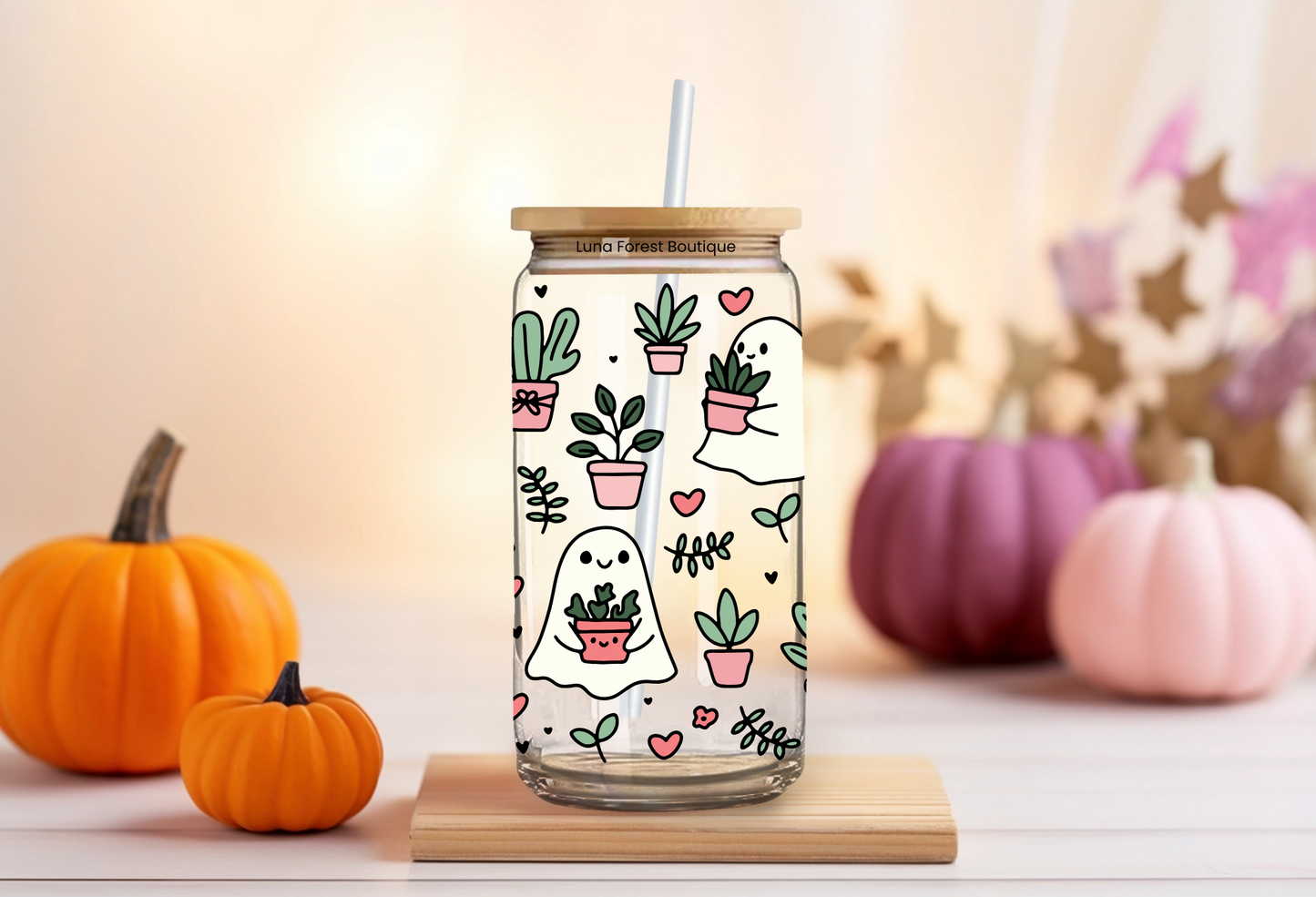 Ghosty Plant Lover Glass Cup 20 oz
