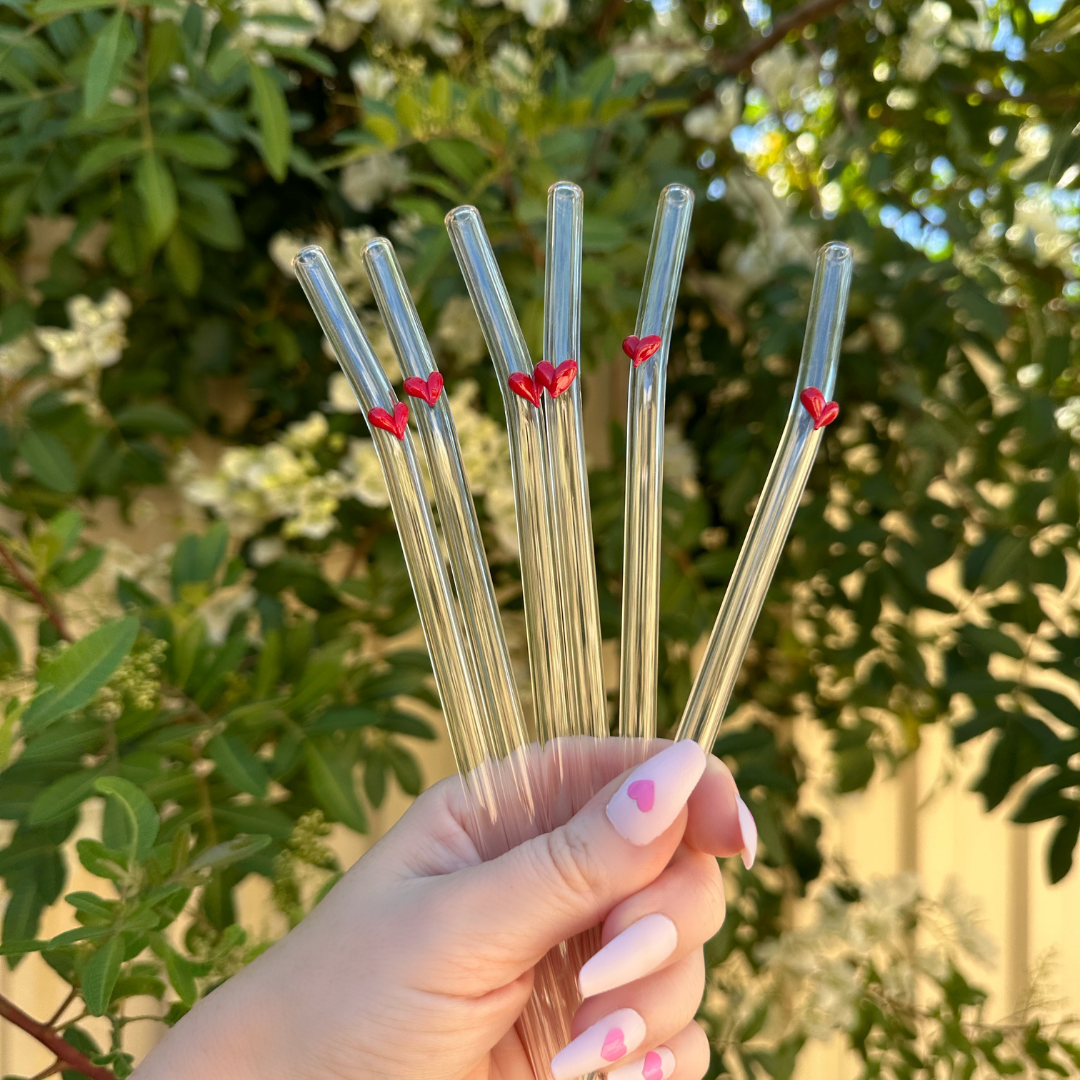 Love Heart Glass Straws