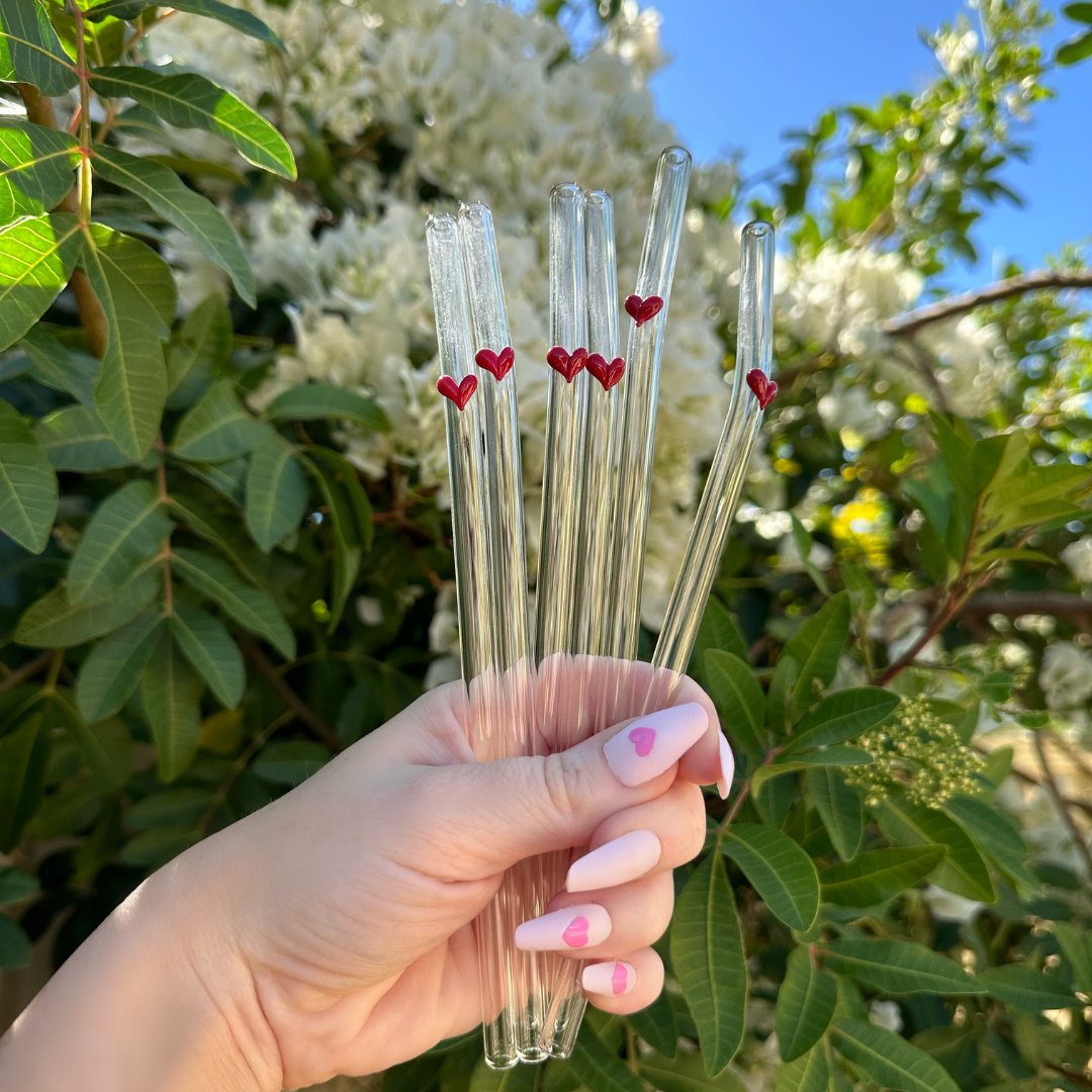 Love Heart Glass Straws