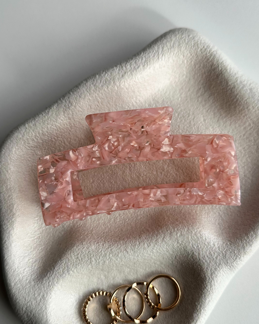 Pink Marble Hair Clip