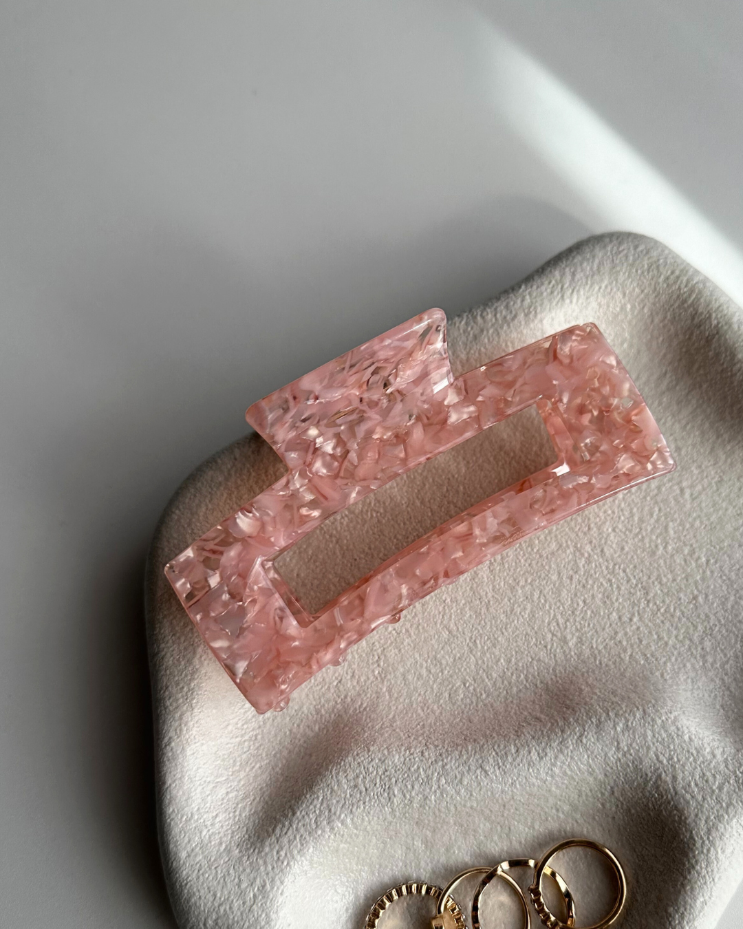 Pink Marble Hair Clip