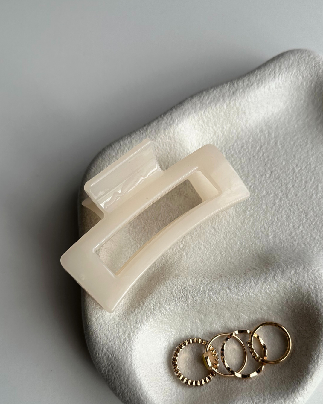 Small Glossy Beige Hair Clip