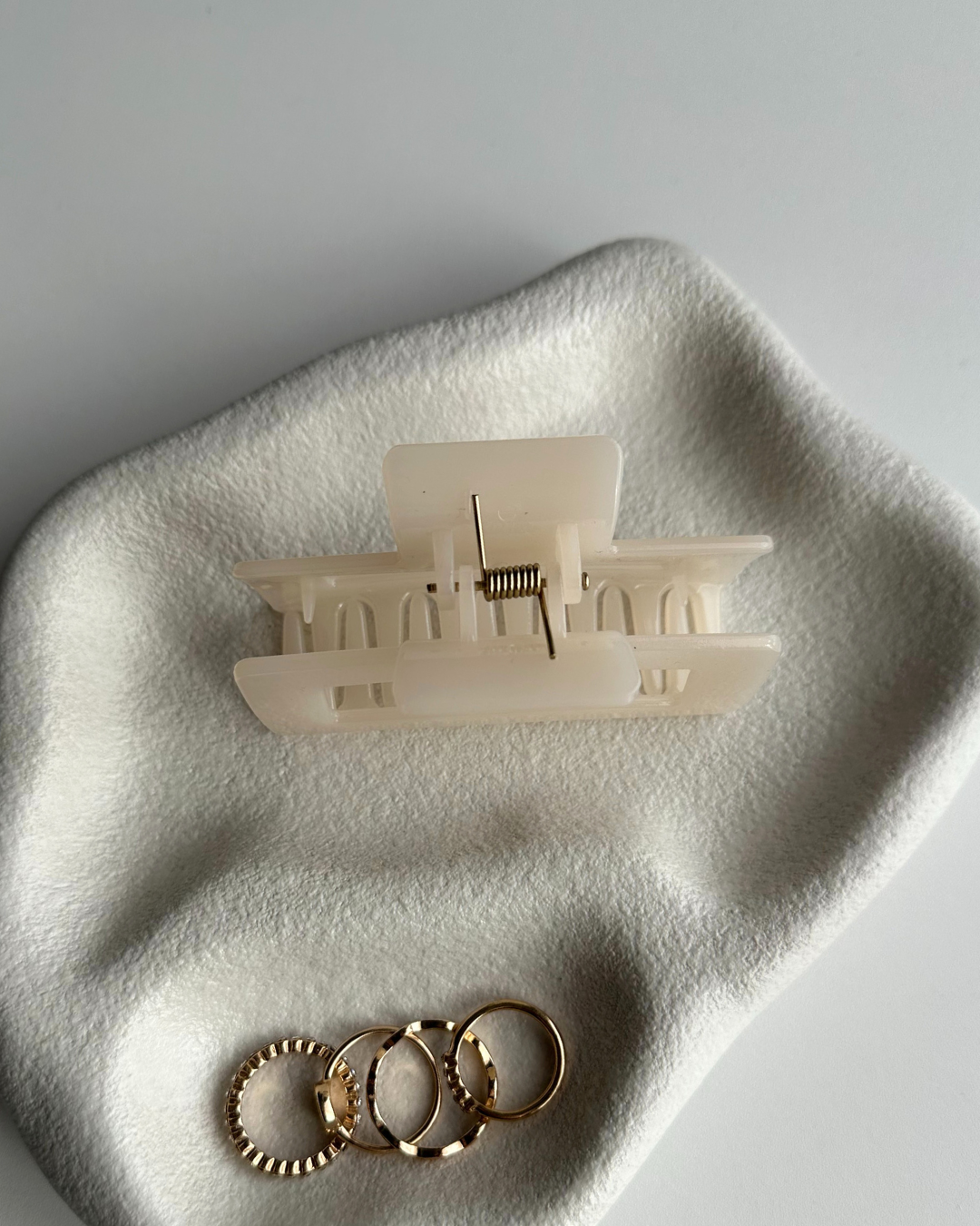 Small Glossy Beige Hair Clip