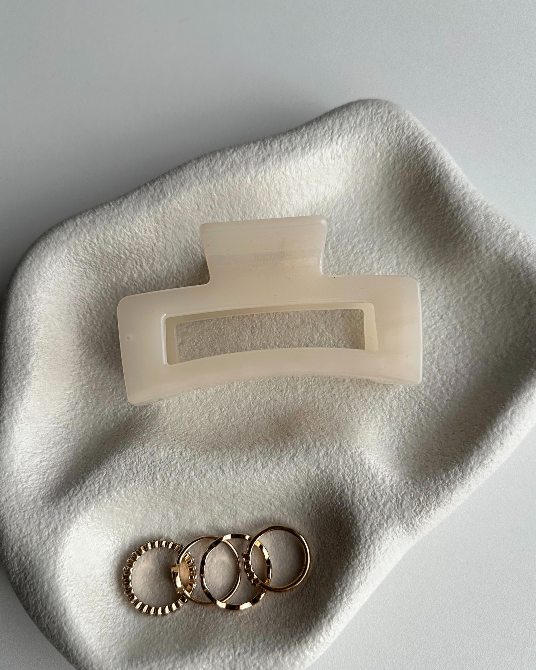 Small Glossy Beige Hair Clip