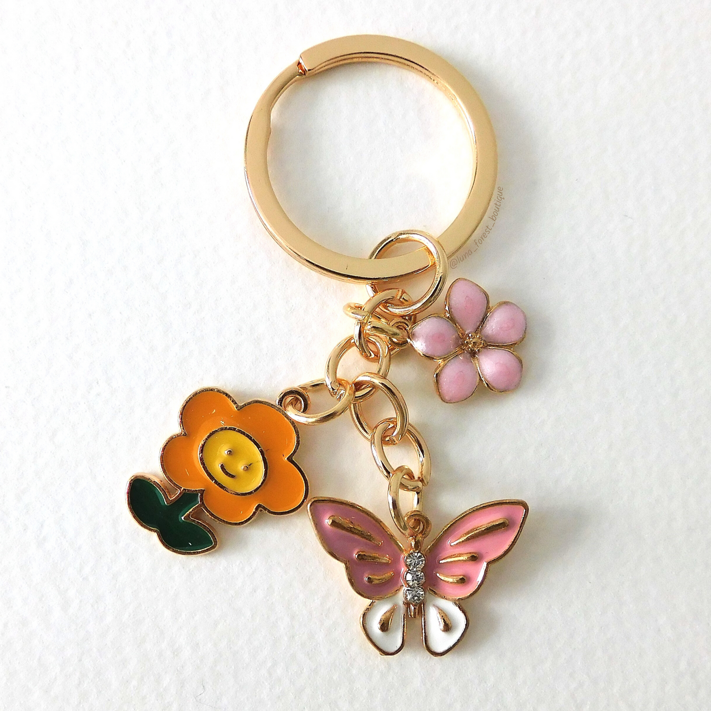 Butterfly Flower Keychain