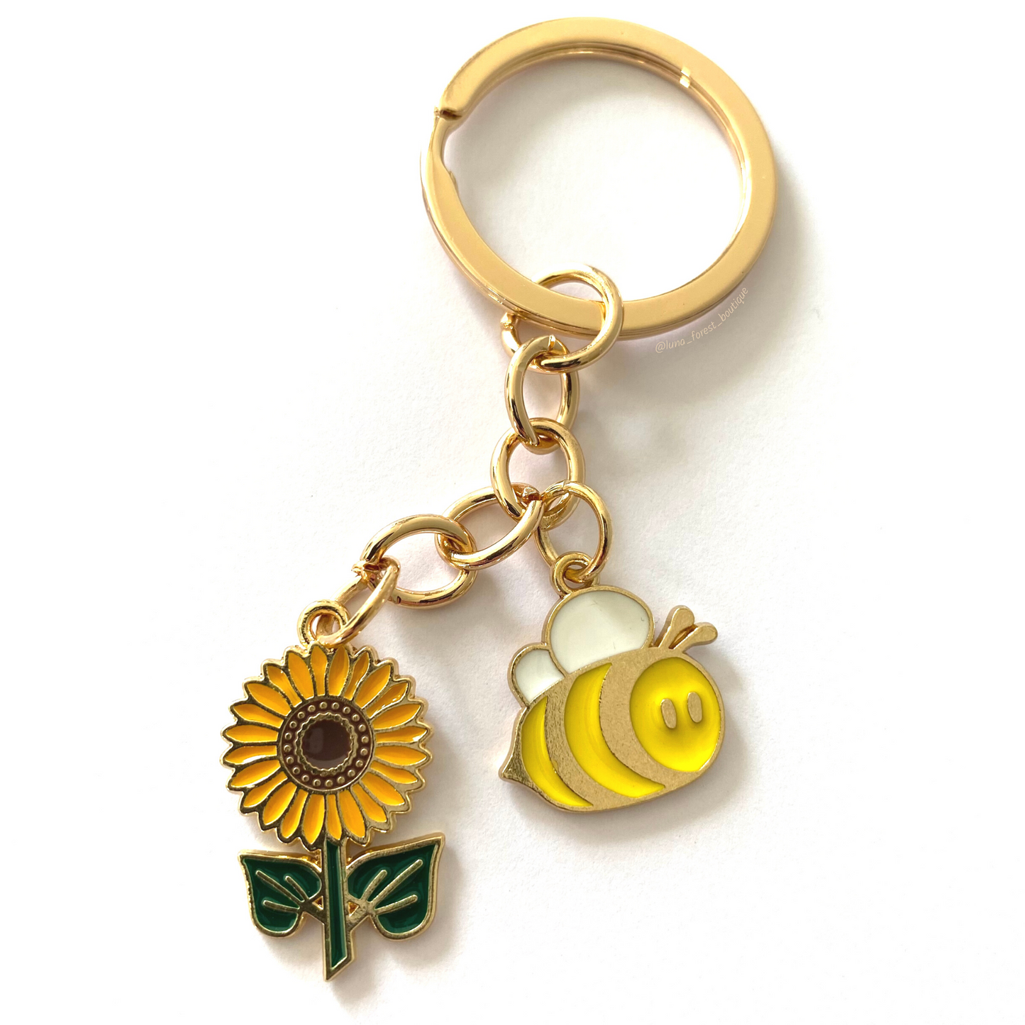 Sunflower & Bee Keychain