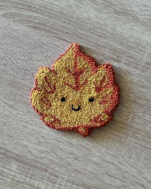 Autumn Leaf Punch Needle Coaster