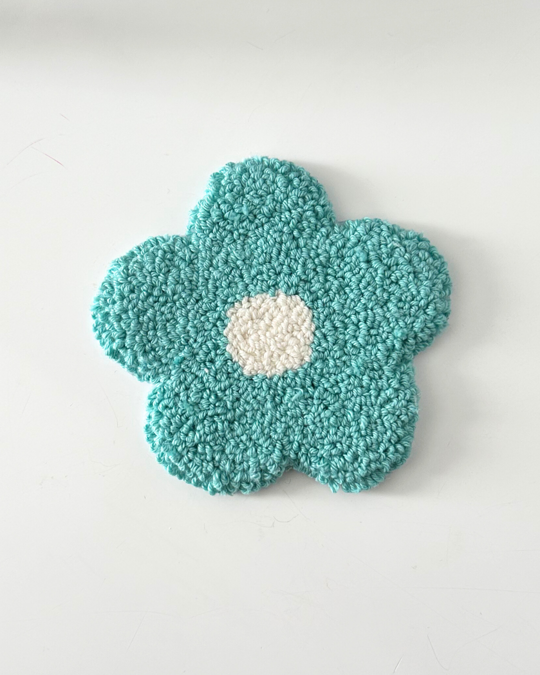 Blue Flower Punch Needle Coaster