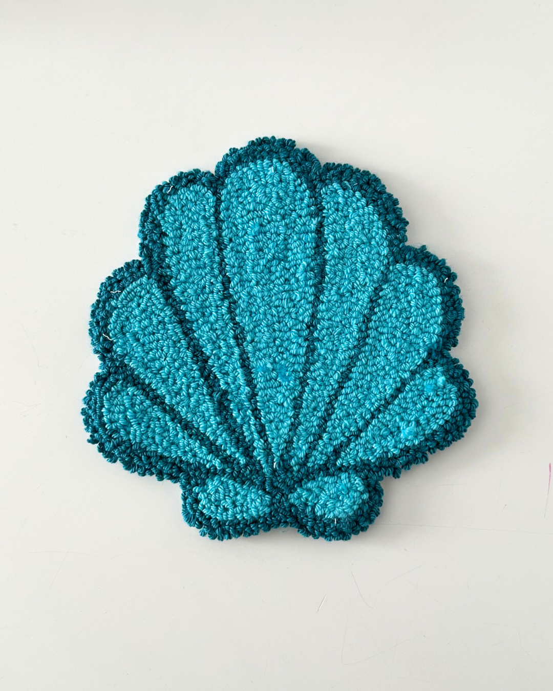 Blue Seashell Punch Needle Coaster