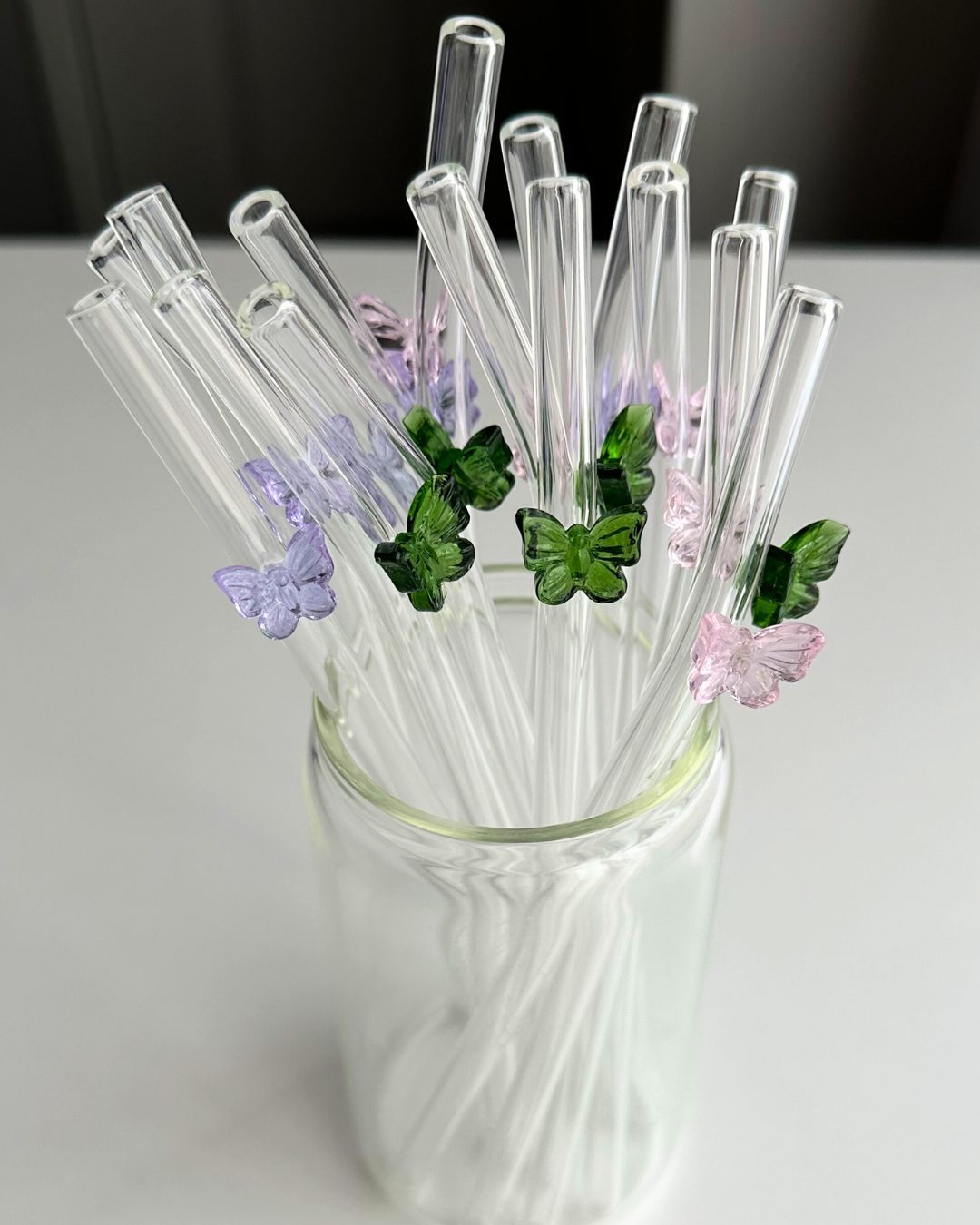 Butterfly Glass Straws