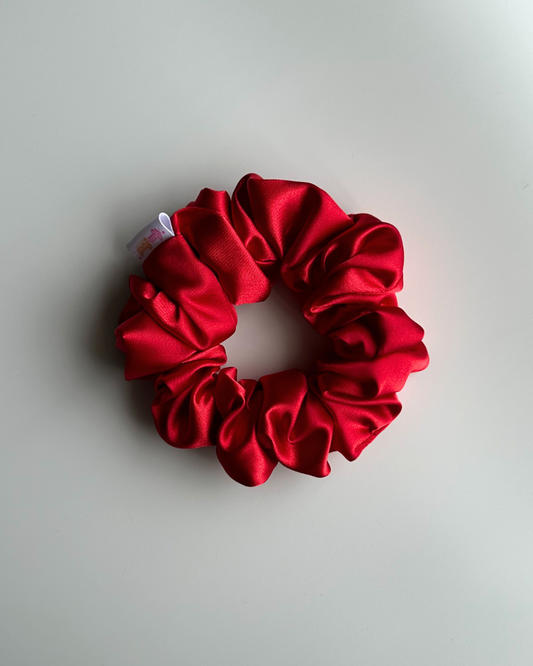 Luxe Satin Scrunchie - Cherry Red