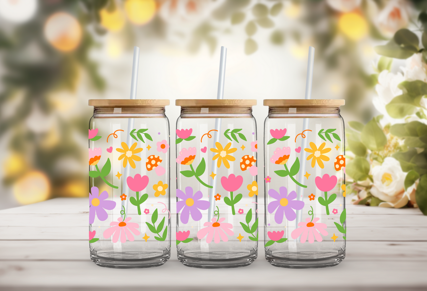Flower Garden Glass Cup