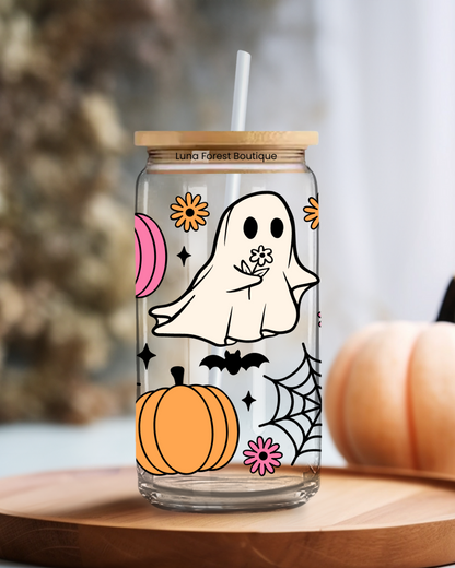 Ghosty Pumpkins Glass Cup 20 oz