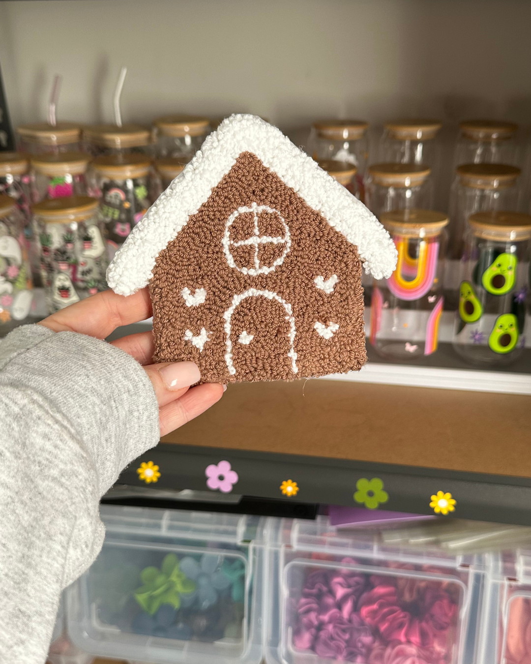 Gingerbread House Punch Needle Coaster