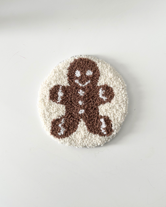 Gingerbread Man Punch Needle Coaster