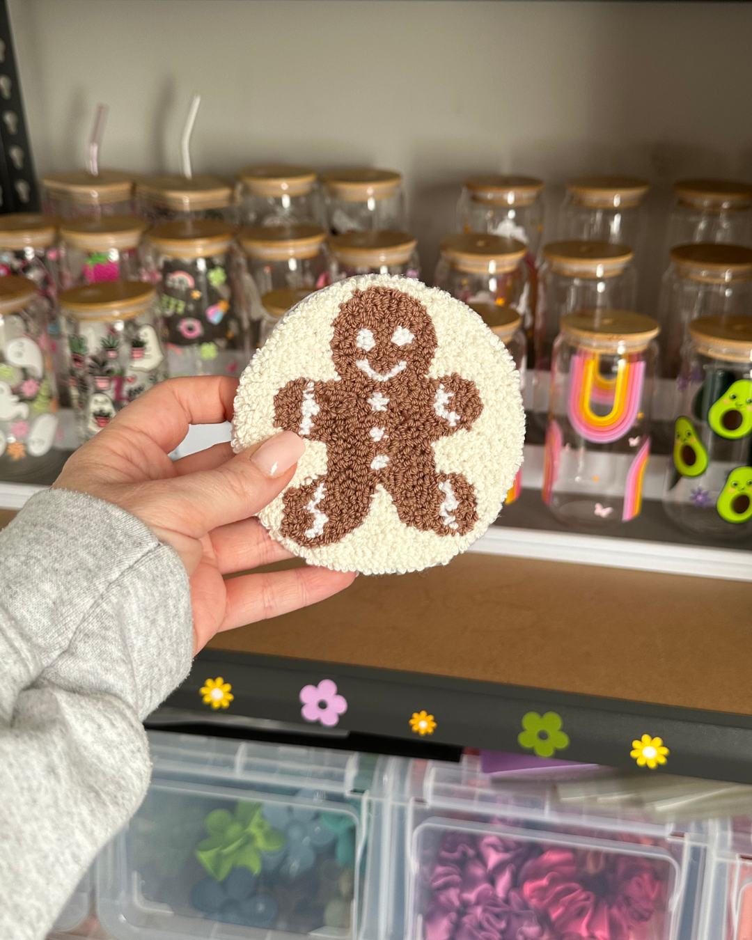 Gingerbread Man Punch Needle Coaster