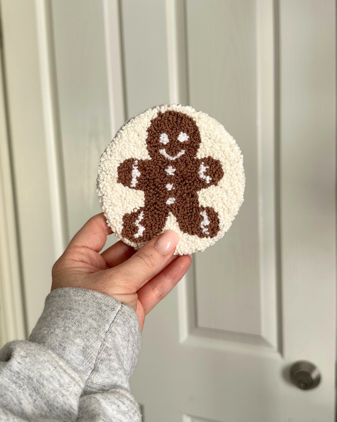 Gingerbread Man Punch Needle Coaster