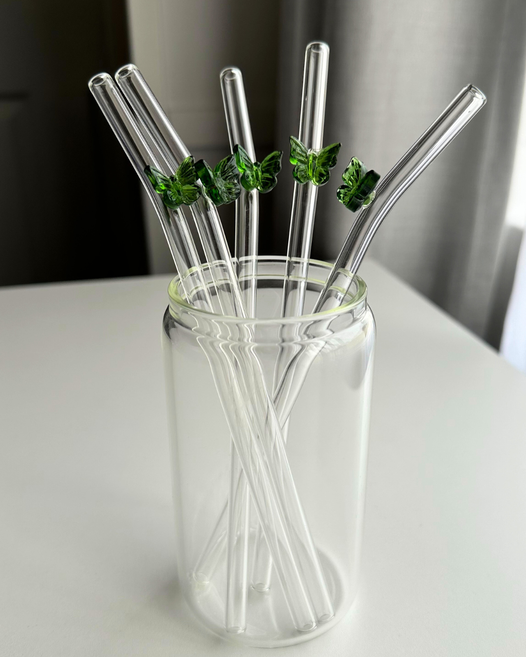 Butterfly Glass Straws