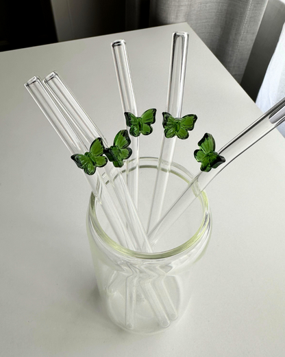 Butterfly Glass Straws