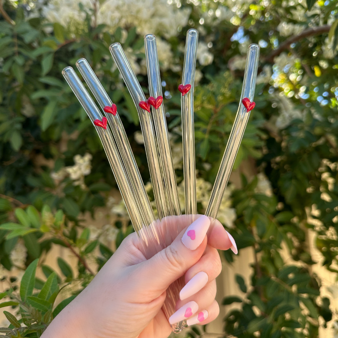 Love Heart Glass Straws