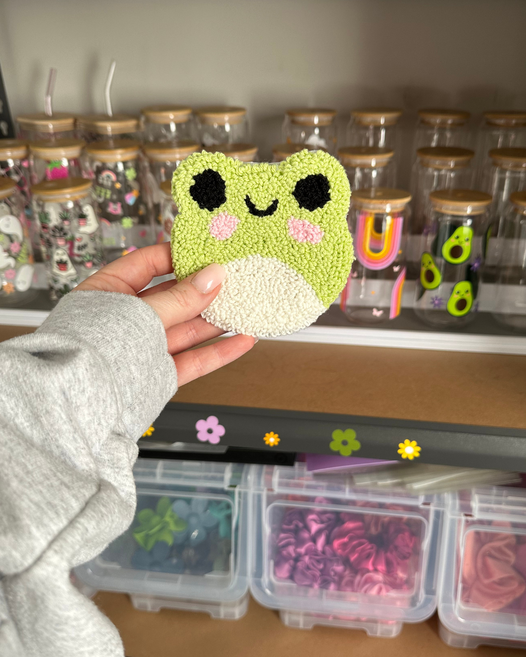 Kawaii Frog Punch Needle Coaster