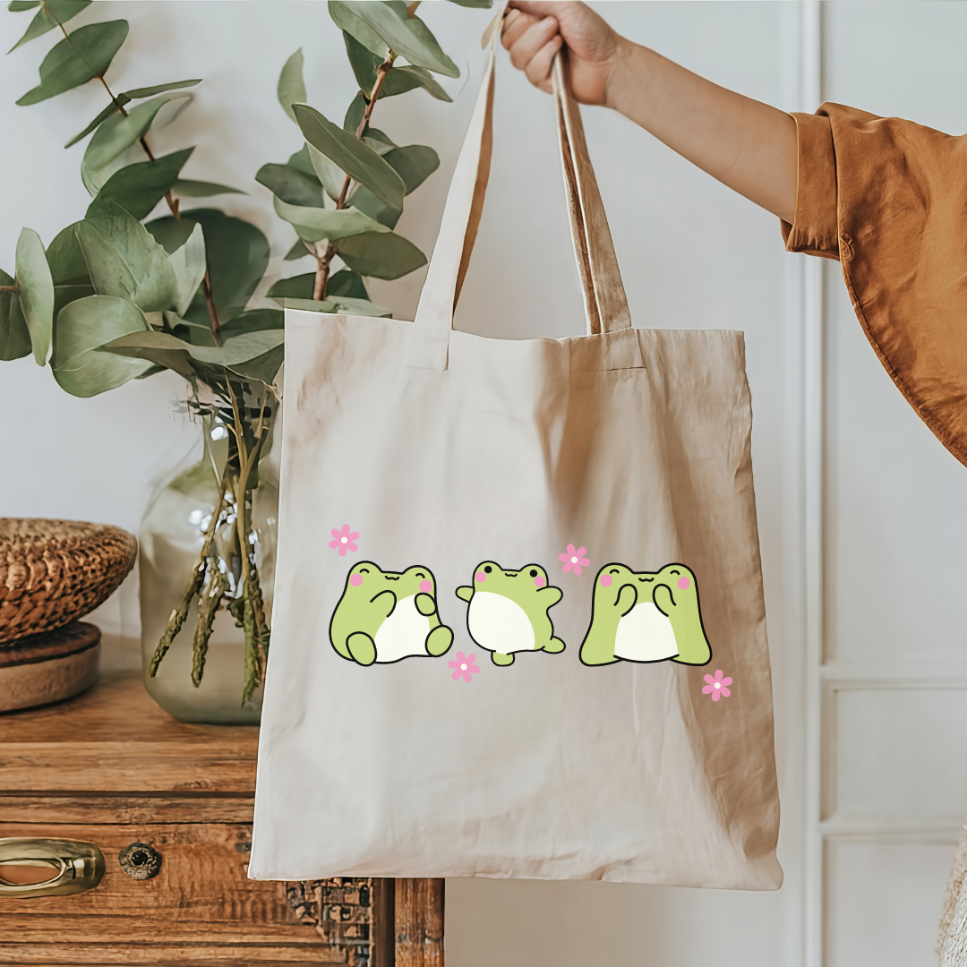 Kawaii Frogs Tote Bag