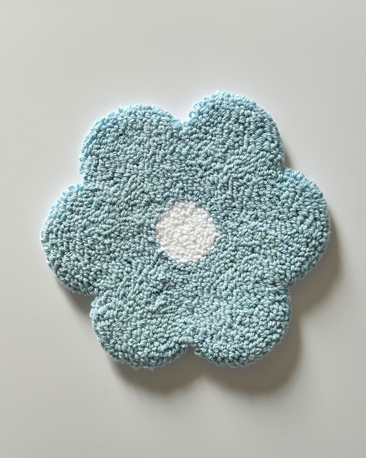 Pastel Blue Flower Punch Needle Coaster