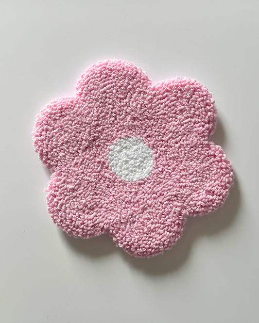 Pastel Pink Flower Punch Needle Coaster