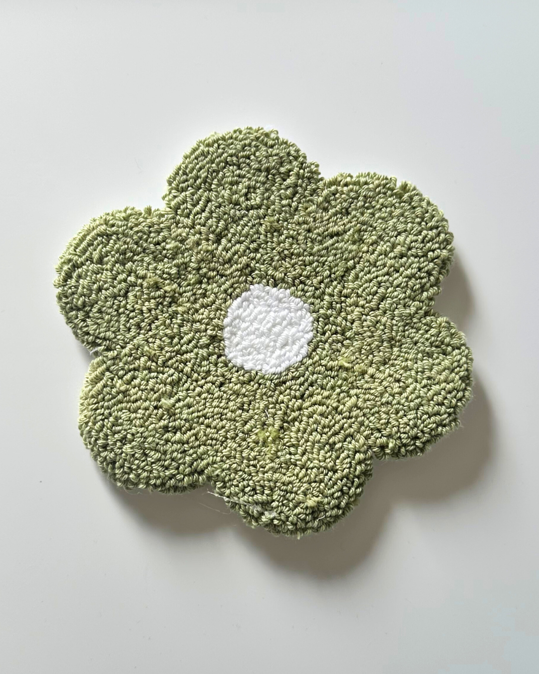 Sage Flower Punch Needle Coaster
