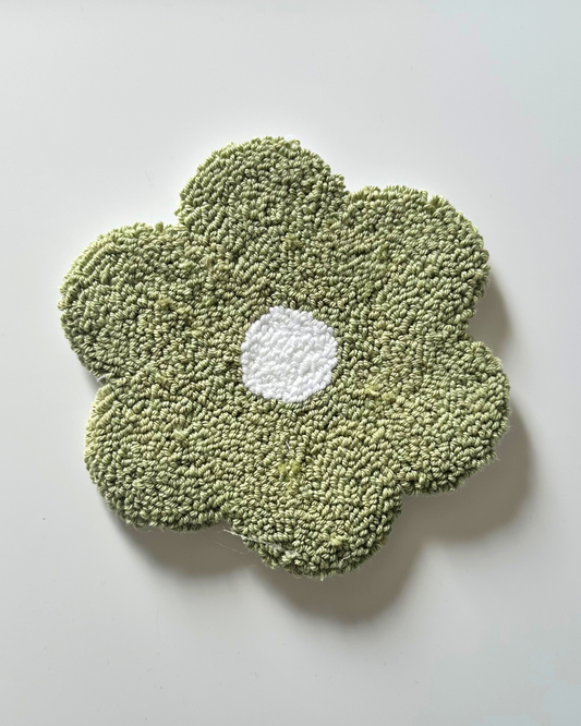 Sage Flower Punch Needle Coaster