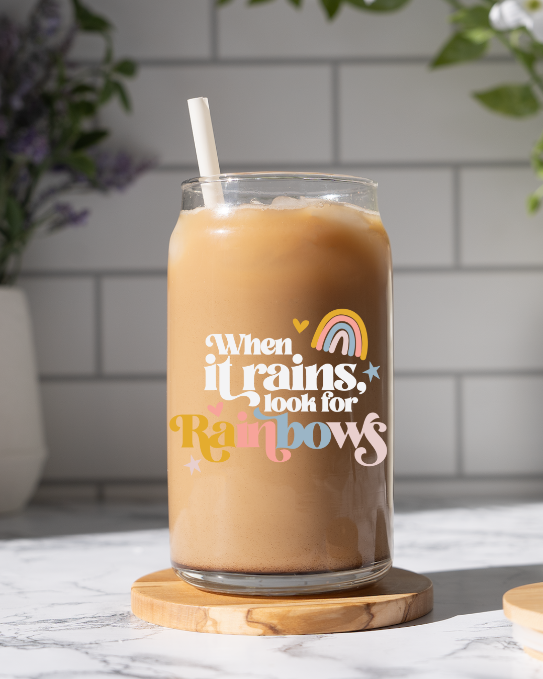 Look for Rainbows Glass Cup
