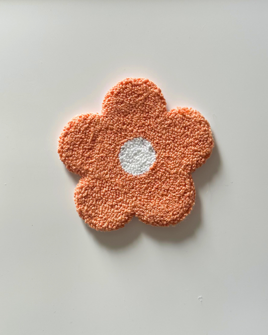 Orange Flower Punch Needle Coaster