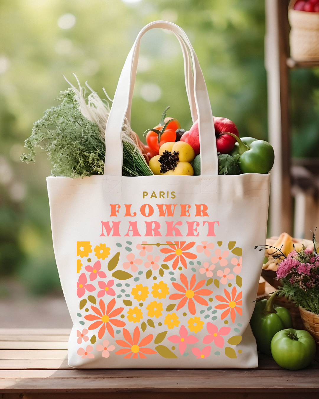 Paris Flower Market Tote Bag