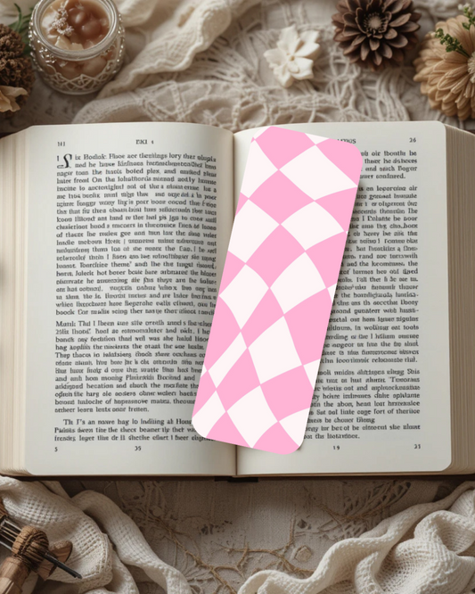 Pink Checkered Bookmark