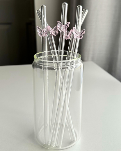 Butterfly Glass Straws