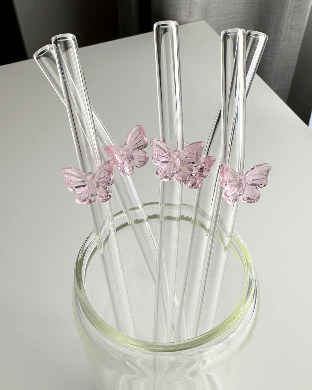 Butterfly Glass Straws