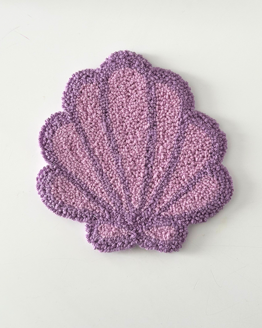 Purple Seashell Punch Needle Coaster