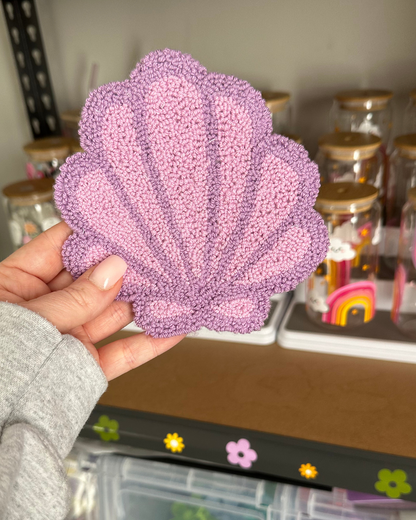 Purple Seashell Punch Needle Coaster