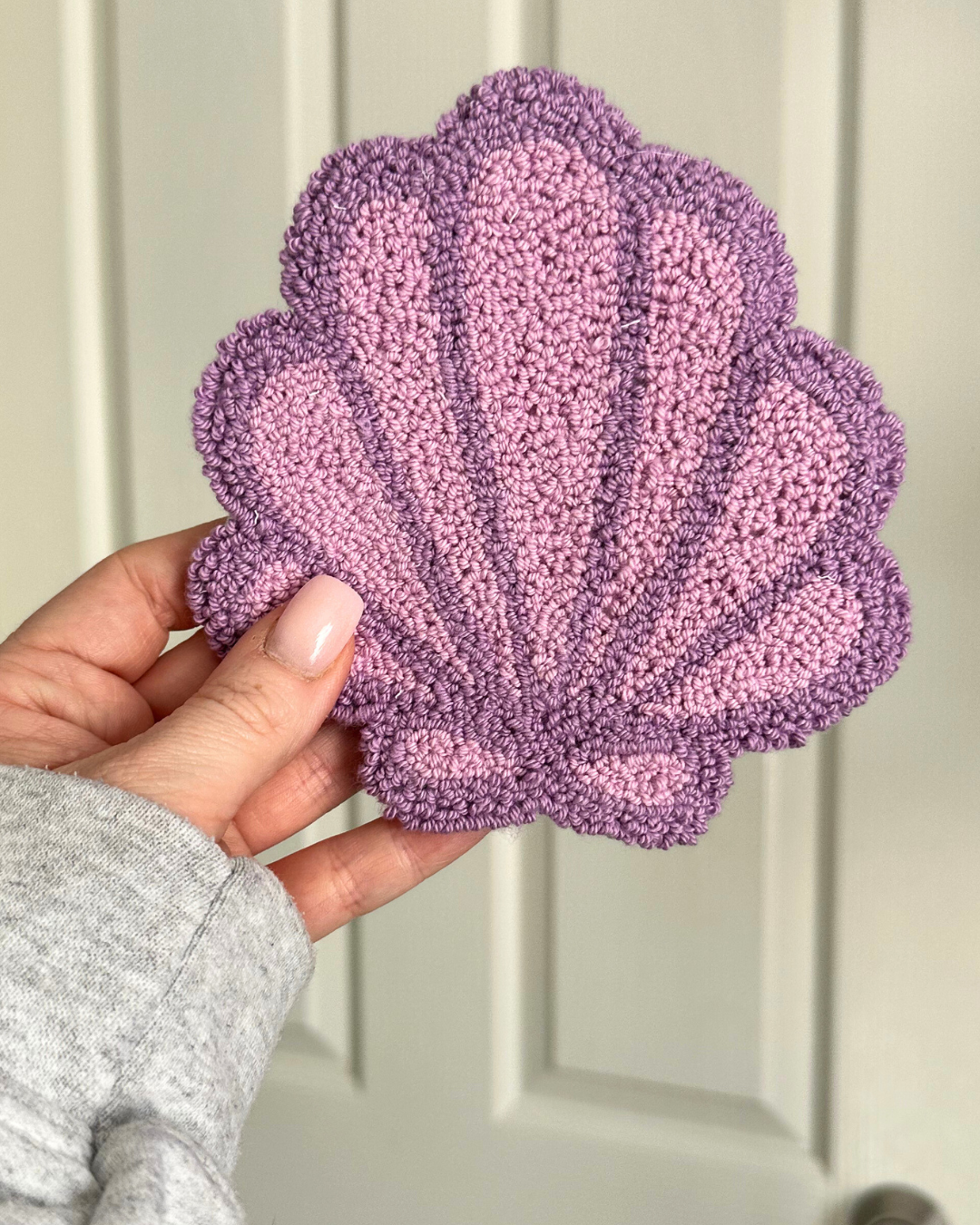 Purple Seashell Punch Needle Coaster