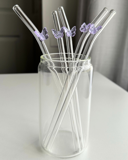 Butterfly Glass Straws