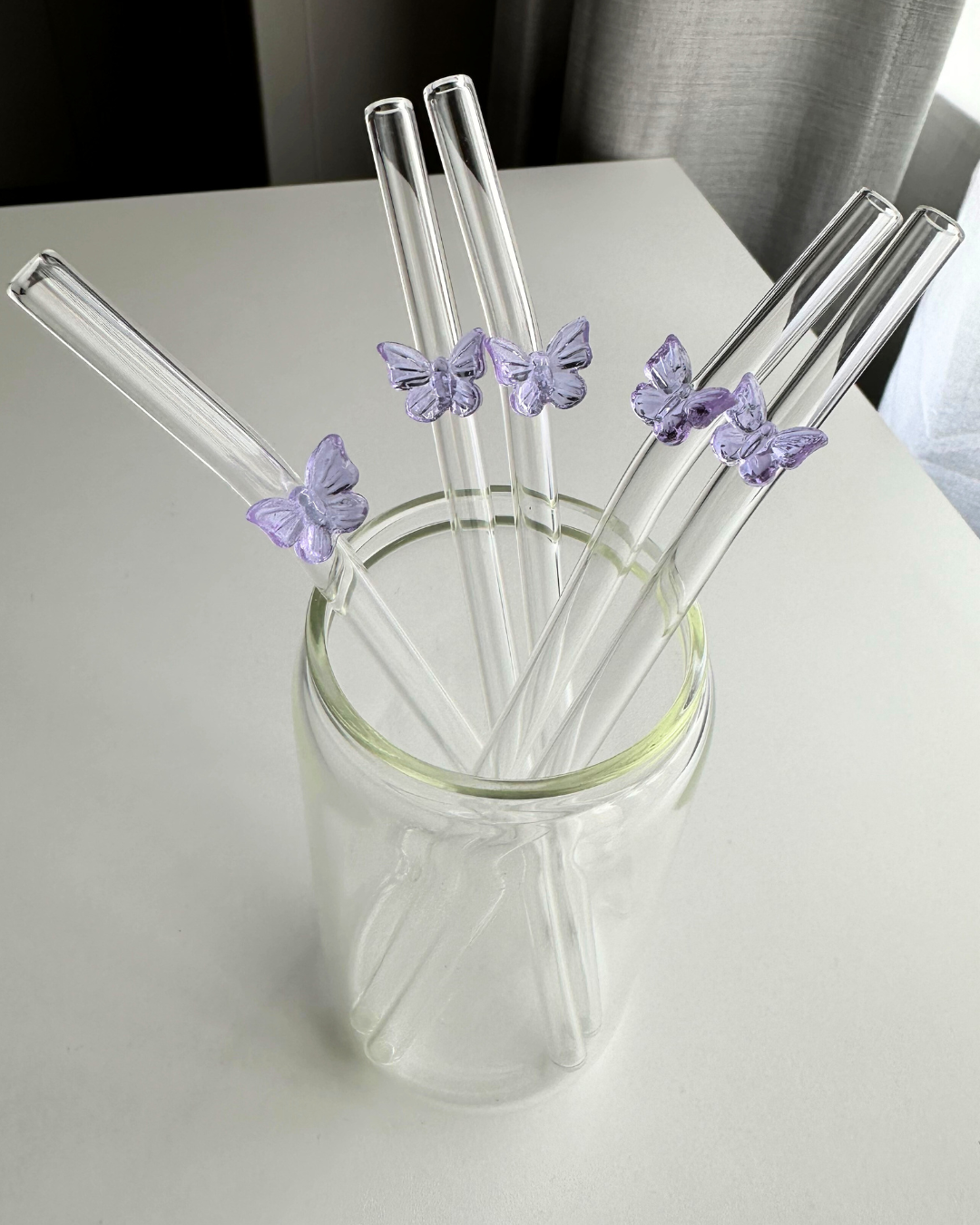 Butterfly Glass Straws