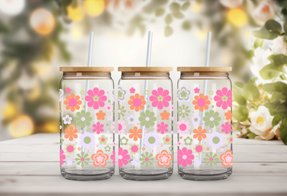 Spring Flowers Glass Cup