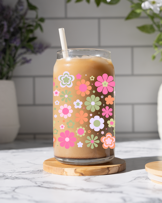 Spring Flowers Glass Cup
