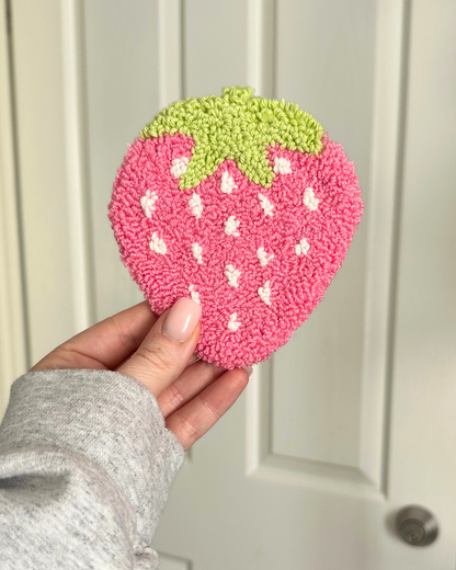 Strawberry Punch Needle Coaster