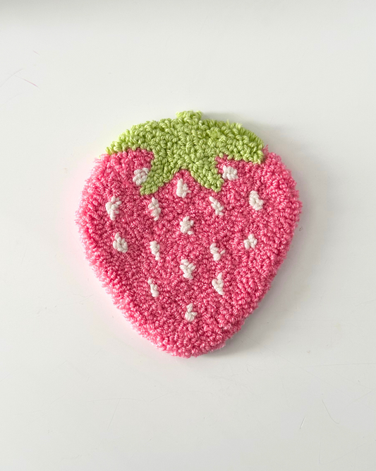 Strawberry Punch Needle Coaster