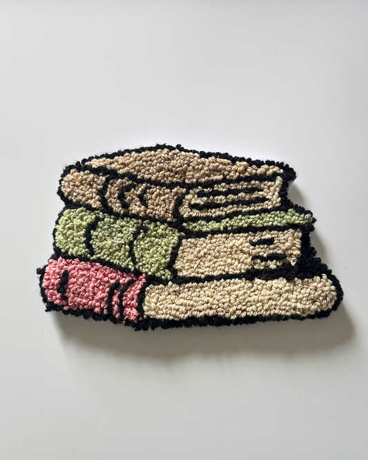 Vintage Book Stack Punch Needle Coaster